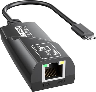 USB C Ethernet Adapter - LAN Netwerkkaart - Stabiele Internet Verbinding - Plug and Play - Gigabit Snelheid - Zwart