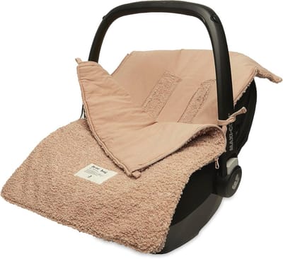 Voetenzak Boucle voor Autostoel en Kinderwagen - Lichtbruin - Geschikt voor 3- en 5-puntsgordel