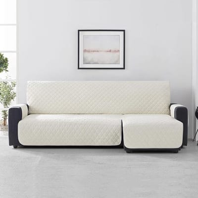 Belmarti Velvet chaise-longue bankbeschermer rechts - 240 cm - Ivoor