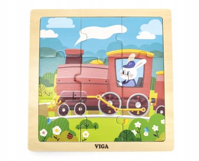 Viga Houten Trein Puzzel - 9 Delen voor Kinderen vanaf 18 Maanden