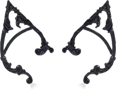 Lapi Toys - Dungeons and Dragons - Elfen Oren - Elven Oren - Elf Oren - Cosplay - Earcuffs - Fantasy - 2 stuks - Zink - Met oorbel gaatje - Zwart