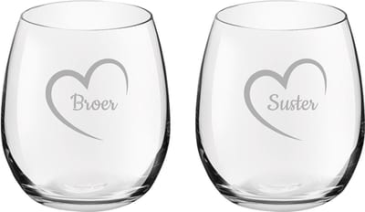 Gegraveerde Drinkglas 39cl Broer mei hert & Suster mei hert