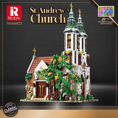 Hoge Kwaliteit Reobrix Hoge Kwaliteit 66023 Hoge Kwaliteit St.Andrew'S Hoge Kwaliteit Kerk Bouwpakket Hoge Kwaliteit Modulair Hoge Kwaliteit Straat No original box white