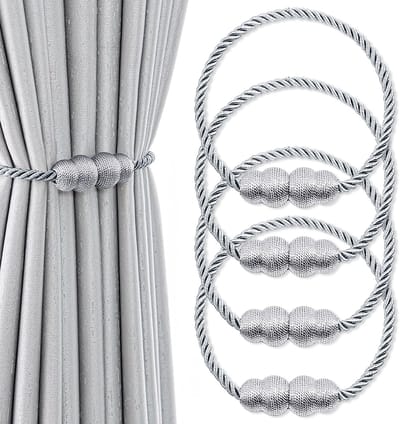 Dailygoods- Embrasses Magnetisch - Gordijnhouders - 4 Stuks - Duurzaam Polyestergaren - Geen Boren Nodig - Sterke Magneten