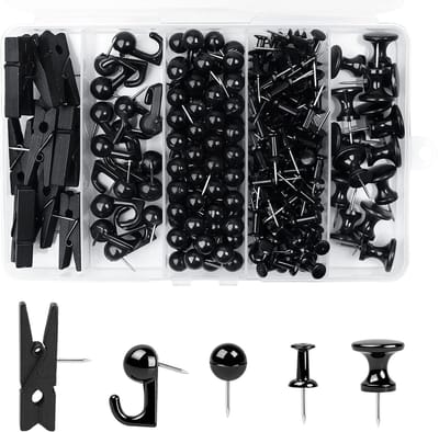 longziming -Houten Spelden - Houten Push Pins - Decoratieve Prikspelden - 5 Verschillende Vormen - Massief Hout En Roestvrij Staal - Vintage Minimalistisch Ontwerp - Veilig Voor Zachte Ondergronden - 200 Stuks