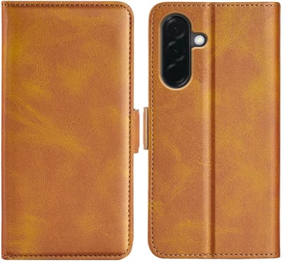 MobyDefend Hoesje - Geschikt voor Samsung Galaxy A37 - Luxe Wallet Book Case (Sluiting Zijkant) - Lichtbruin