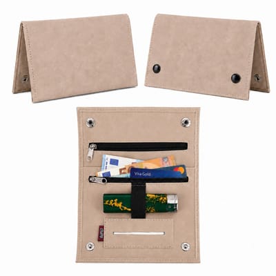 Champ Shag Etui - Tabak Etui - Kunstleer - 4 Vakken - Aanstekerhouder - Beige