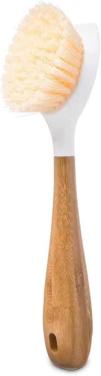 Duurzame Afwasborstel - Keukenborstel voor Anti-aanbaklaag - Schoonmaakborstel Met Bamboe Handvat