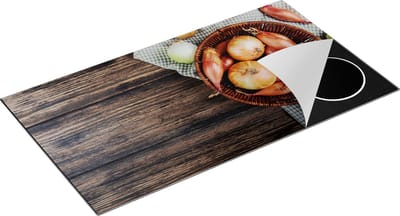 Chefcare Inductie Beschermer Mand met Uien op Tafel - 95x50 cm - Afdekplaat Inductie - Kookplaat Beschermer - Inductie Mat