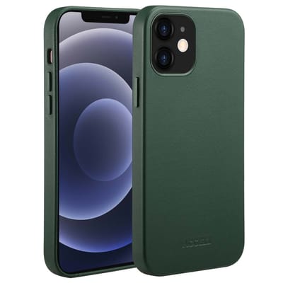 Accezz Hoesje - Geschikt voor iPhone 12 Pro / 12 - geschikt voor MagSafe Leather Backcover - Cedar Green