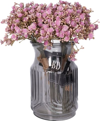 Bellatio Design Kunstbloemen boeket Gipskruid - 30 cm - paars - kunst zijdebloemen - Gypsophila