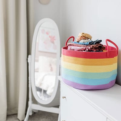 Unyqoos® Speelse Regenboog Touwmand voor Opbergen en Organiseren in Kindvriendelijke Kleuren