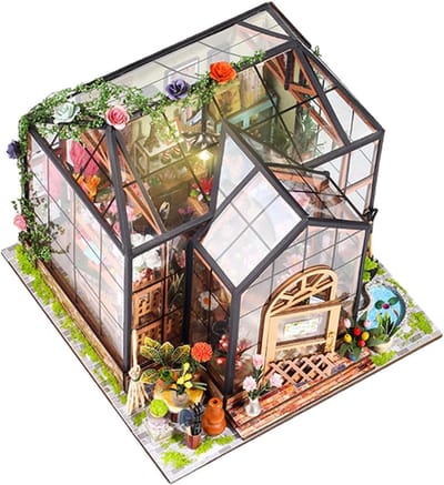 Miniatuur Poppenhuis - Kas Bouwpakket - Hobby Kamer Decoratie - Veilig Duurzaam Hout - 32 x 21 x 5.5 cm
