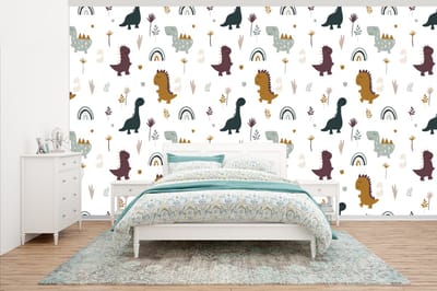 Behang - Fotobehang Patronen - Jongens - Dino - Breedte 500 cm x hoogte 280 cm