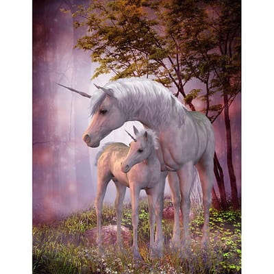 Bricolage 5D diamant décoration de la maison broderie licorne Animal arbre peinture photo point de croix 20X30CM gray