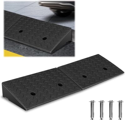 Stoeprandhellingen Set - Oprijplaten Rubber - Veilige Toegang Creëren - Antislip Met Afwatering - 49x30x11cm Per Stuk - Zwart