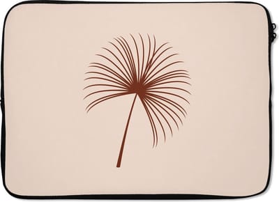 Laptophoes 14 inch - Zomer - Plant - Bruin - Laptop sleeve - Binnenmaat 33x23 cm - Zwarte achterkant