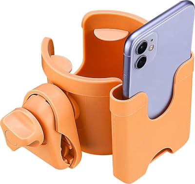 Kinderwagen Bekerhouder - Baby Accessoire - Onderweg Drankjes - Universele Pasvorm - 16 x 12 x 10 cm - Oranje