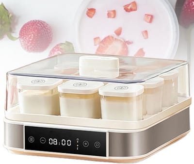 Yogurt Maker - Fermentatie Apparaat - Zelf Yoghurt Maken - Instelbare Tijd Temperatuur - 9 Glazen Potjes - Wit