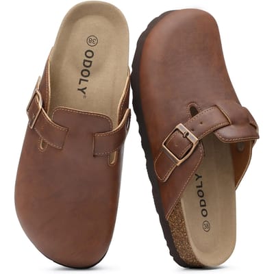 Litfun Vegan Leer Klompen Voor Dames Heren Kurken Binnenzool Zachte Mules Pantoffels Antislip Unisex Aardappel Schoenen Met Voetboogondersteuning 39 beige