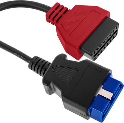 BeMatik - OBD2 Rode 16-pins mannelijke diagnostische kabel compatibel met Fiat ECU-scansoftware