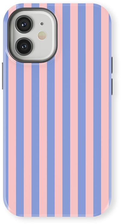 DripCase Gestreept Hoesje geschikt voor iPhone 12 | Backcover met Mag | Stripes Motief | Trendy Case geschikt voor iPhone 12 met Strepen Milkshake