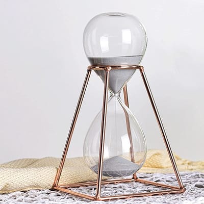 Zandloper - Zand timer - Koken vergaderen gamen - Metalen frame - 30 minuten - Champagne