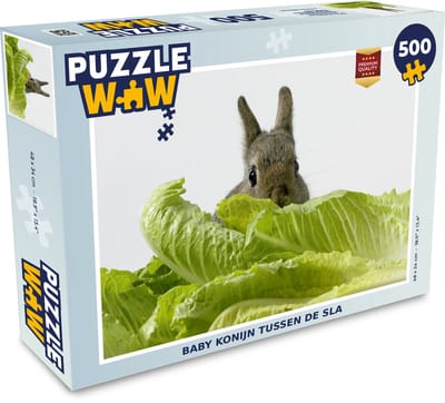 Puzzel Konijn - Sla - Huisdier - Legpuzzel - Puzzel 500 stukjes