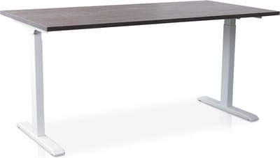 Zit-sta bureau snelslinger verstelbaar - MRC FAST FLEX | 160 x 80 cm | frame wit - blad bruin eiken