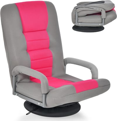 COSTWAY Vloerstoel, 360 graden draaibaar, vloerstoel met 6-voudig verstelbare rugleuning, gamestoel gevoerd, vloerbank, meditatiestoel, tot 140 kg belastbaar, Lazy Sofa