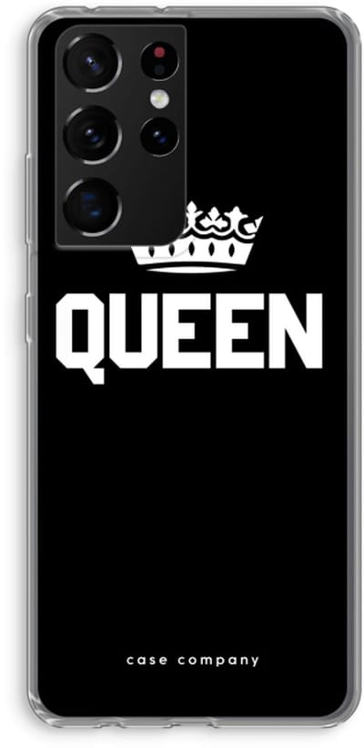 Case Company® - Hoesje geschikt voor Samsung Galaxy S21 Ultra hoesje - Queen zwart - Soft Cover Telefoonhoesje - Bescherming aan alle Kanten en Schermrand