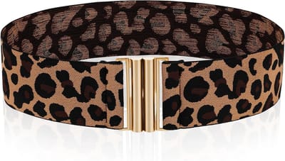 Vintage elastische tailleband voor dames met luipaardprint, ideaal voor jurken en outfits, verstelbare en comfortabele riem