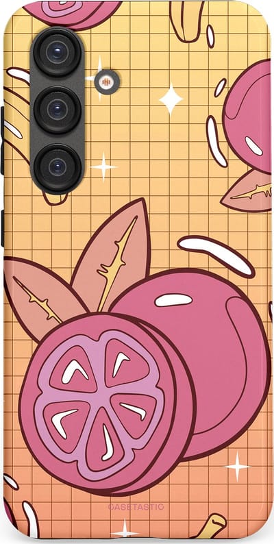Casetastic Hoesje Geschikt voor Samsung S25 - Stijlvolle Beschermende Duo-layer Case - Fruitige bananen ruitjes