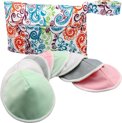Herbruikbare Borstvoedingspads - 8 Wasbare Pads met Nat- en Waszak, Comfortabele Nipple Covers voor Moeders - Ideaal voor Borstvoeding en Materniteit (Pastel, Groot 4.7 inch)