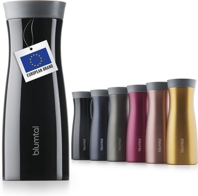 Blumtal Lekvrije Thermosbeker- London - Roestvrijstalen Koffiemok - 380 ml - Zwart