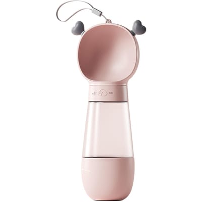 Bouteille d'eau pour chien Portable Mignon Transparent Distributeur d'eau pour chien avec Alimentation pour Fournitures d'abreuvement pour chien rose