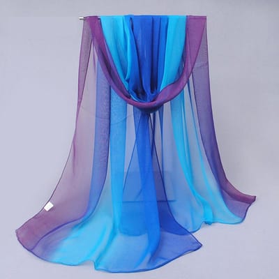 Gekleurde Simulatie Zijde Sjaal Dames Chiffon Hijab Sjaals Lange Gaas Lichtgewicht Nek Sjaal Georgette Sjaal Hijab 50x160cm blue