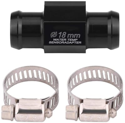Dailygoods - Zwarte Temperatuur Sensor Adapter - Motorfiets Accessoire - Aluminium - 18mm Slang Adapter - Universeel te gebruiken - Voor Water Tempera...