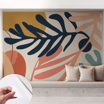 Coloray Zelfklevend Behang - Bladpatronen Zelfklevend fotobehang - 208x146 cm - Marine Zelfklevend Behang - Voor de woonkamer, slaapkamer en kantoor - Peel-and-stick techniek - Stickerbehang op rol