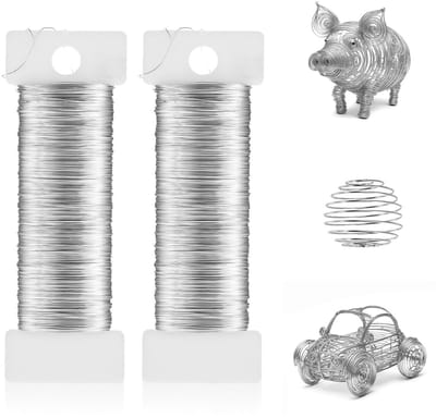 Dunne 0.35 mm Craft Draad - 2 Rollen Zilveren Bloemdraad voor Creatieve Projecten, Modelbouw en Kerstdecoraties (100 m totaal)