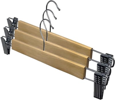 Excellent Houseware Kledinghangers voor rokken / broeken - 3x stuks - hout - 33 cm - broekhangers