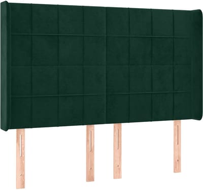 vidaXL - Hoofdbord - met - randen - 147x16x118/128 - cm - fluweel - donkergroen