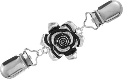 Fako Bijoux® - Vestsluiting - Vestclip - Sjaalspeld - Vestklem - Bloem - Roos - Plat - Zilverkleurig