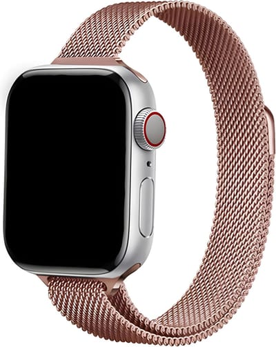 Innerlight® Thin+ - Rose Goud - 38/40/41mm - Dun Milanees bandje geschikt voor Apple Watch - Magneetsluiting - Roestvrij staal - RVS - Geschikt als Apple Watch bandje voor Series 1/2/3/4/5/6/7/8/9/10 42mm/11 42mm/SE
