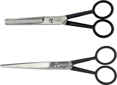 Homey's Scharen Set – Effileerschaar & Kappersschaar, 16 cm, Zwart