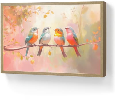 Wandlamp 60x40 cm - Oplaadbaar - Vogels - Kleurrijk - Tak - Wandlampen binnen woonkamer - Slaapkamer lamp - Decoratieve nachtlamp - Vloerlamp draadloos