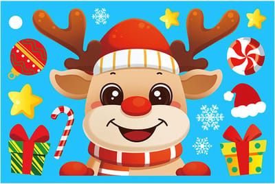 Hiden - Raamstickers Kerst - Kerstdecoratie - Kerstfiguren - Raamdecoratie Kerst - Kerstdecoratie voor Binnen - Raamscherm - Rudolph