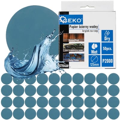 GEKO Waterdichte schuurschijf - 125 mm - P2000 - 50 stuks - Voor nat en droog schuren