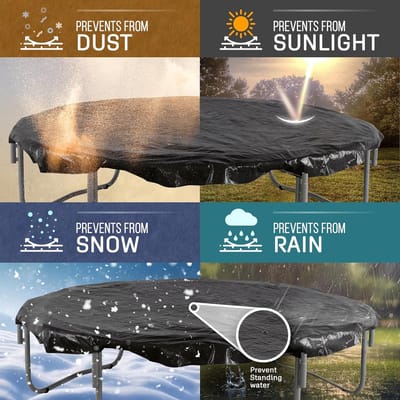 Trampoline Beschermhoes - Regenhoes Outdoor - Trampoline Beschermen - Duurzaam Polyester Materiaal - Frame 8x14 FT - Zwart
