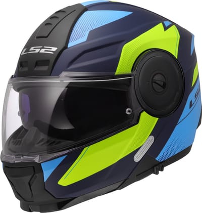 LS2 FF902 Scope II Duria Blauw H-Vis Geel 06 Systeemhelm - Maat XS - Helm